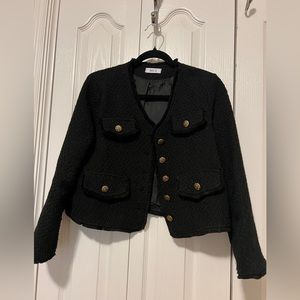 Tweed Korean cropped blazer